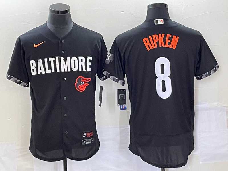 Men%27s Baltimore Orioles #8 Cal Ripken Jr Black 2023 City Connect Flex Base Stitched Jersey->baltimore orioles->MLB Jersey
